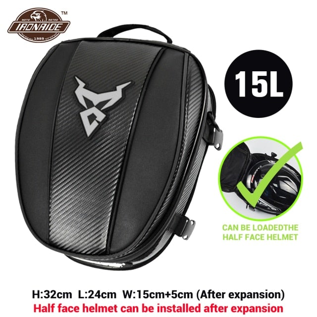 2 In 1 Motorcycle Seat Bag and BackPack Motorcycle Bags & Panniers BeSmashing Grey Logo 15 Litre
