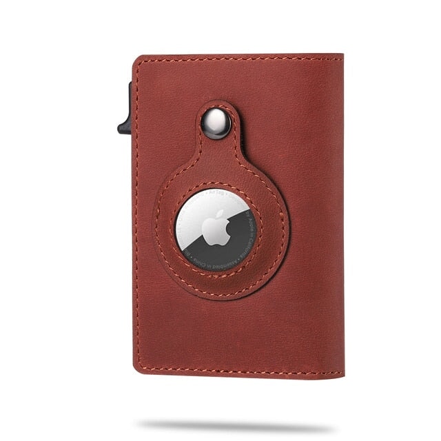 Carbon Fibre Air Tag Wallet Card & ID Holders BeSmashing Red Brown