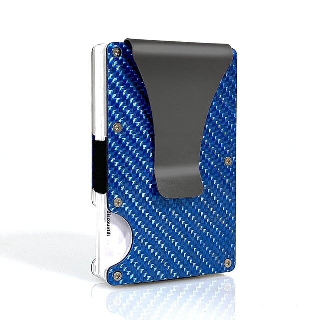 Carbon Fibre & Aluminium RFID Wallet Wallets & Money Clips Besmashing Carbon Fibre Blue