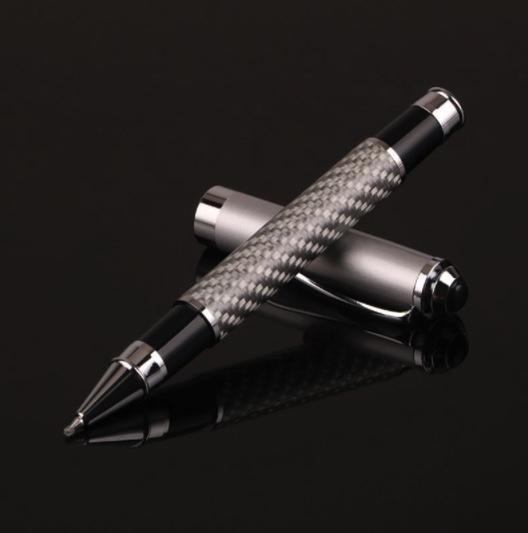 Carbon Fibre Ballpoint Pen Pens BeSmashing Silver