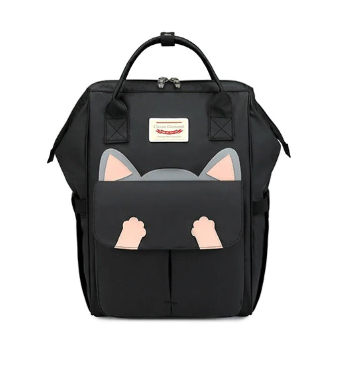 Large Cartoon Cat Kids Backpack School Bags BeSmashing Black