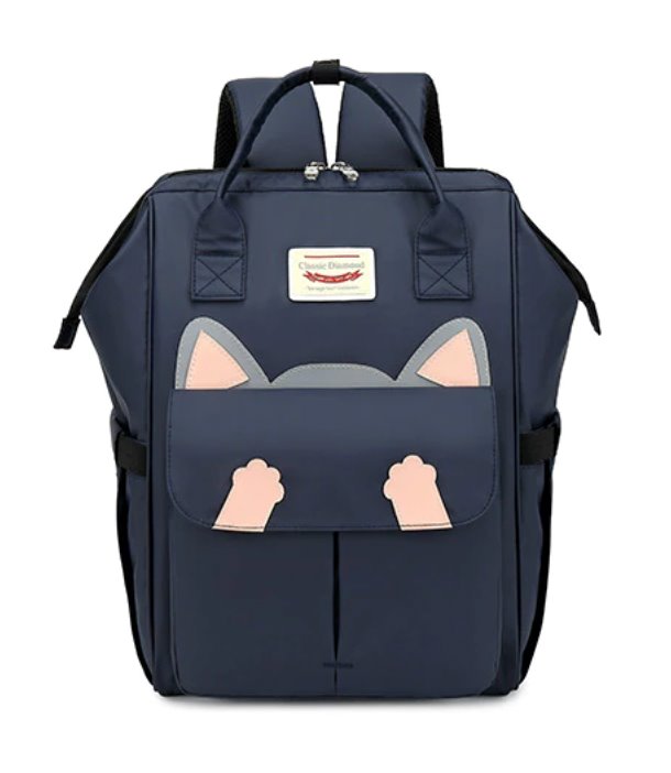 Large Cartoon Cat Kids Backpack School Bags BeSmashing Dark Blue