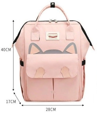 Large Cartoon Cat Kids Backpack School Bags BeSmashing Pink