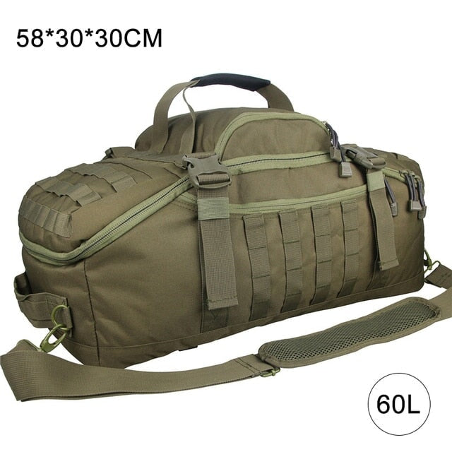 Large Waterproof Duffel Bag Backpack Backpacks BeSmashing 60L Army Green