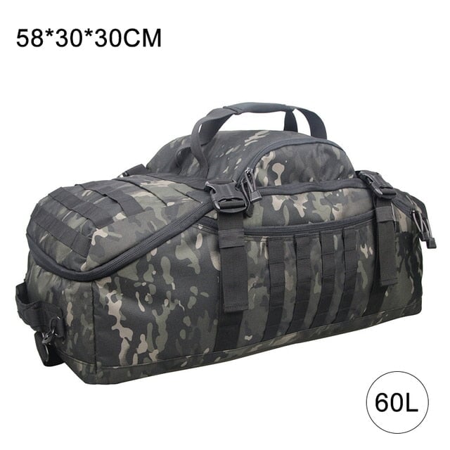 Large Waterproof Duffel Bag Backpack Backpacks BeSmashing 60L Black Camo