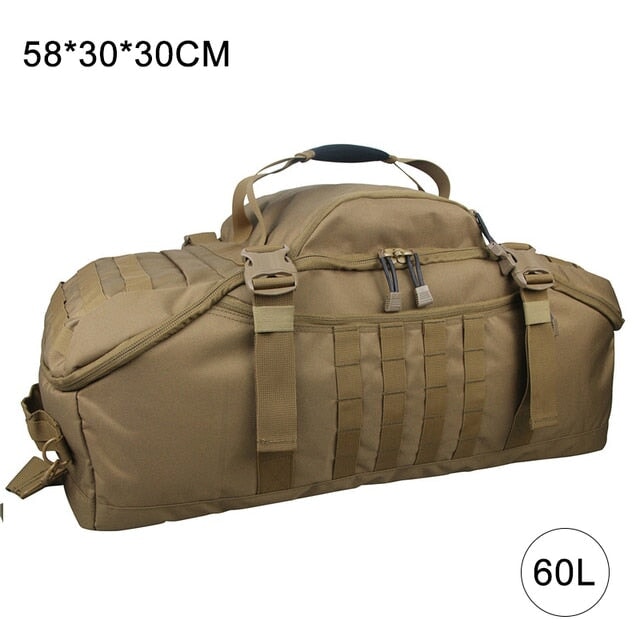 Large Waterproof Duffel Bag Backpack Backpacks BeSmashing 60L Coyote