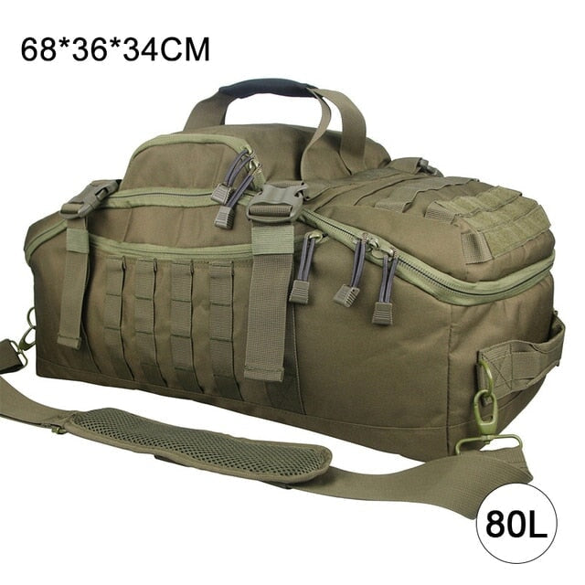 Large Waterproof Duffel Bag Backpack Backpacks BeSmashing 80L Army Green