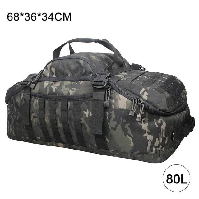 Large Waterproof Duffel Bag Backpack Backpacks BeSmashing 80L Black Camo