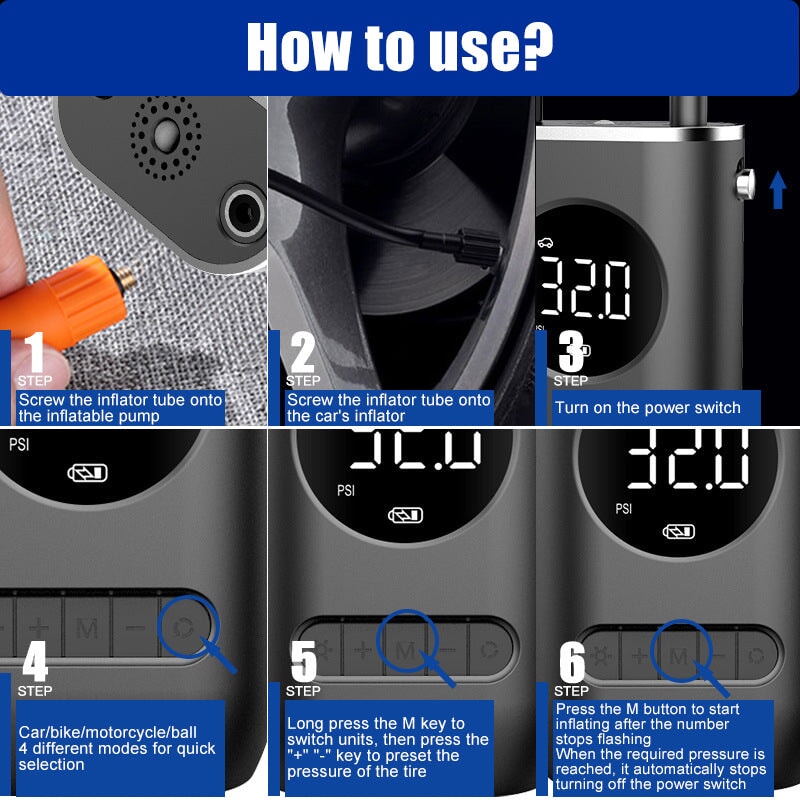 Portable Car Tyre Inflator Pump Inflatable Pump BeSmashing
