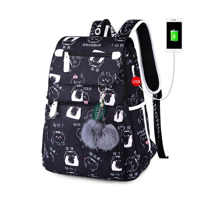 School Backpack With Keyring School Bags BeSmashing Black Cat