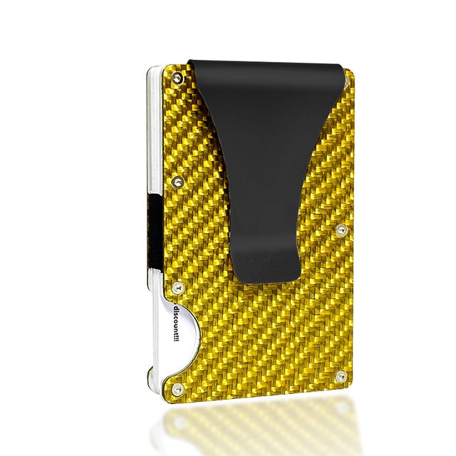 Carbon Fibre & Aluminium RFID Wallet Wallets & Money Clips Besmashing Carbon Fibre Gold 