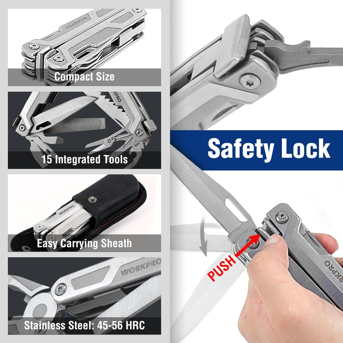 Heavy Duty Pocket 15 in 1 Multi Tool Multifunction Tools & Knives BeSmashing 