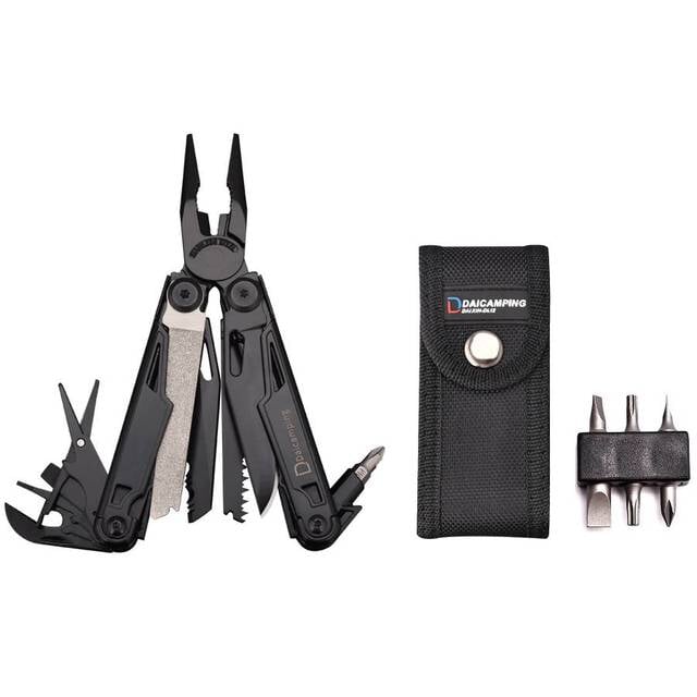 Heavy Duty Pocket 18 in 1 Multi Tool Multifunction Tools & Knives BeSmashing Black Steel with 3 Bit Drill Set 