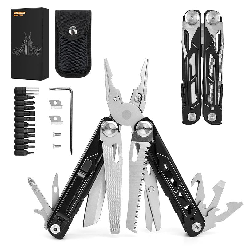 Heavy Duty Pocket 18 in 1 Multi Tool Multifunction Tools & Knives BeSmashing Steel & Black Steel 