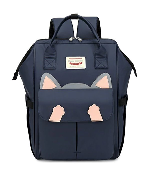 Large Cartoon Cat Kids Backpack School Bags BeSmashing Dark Blue 
