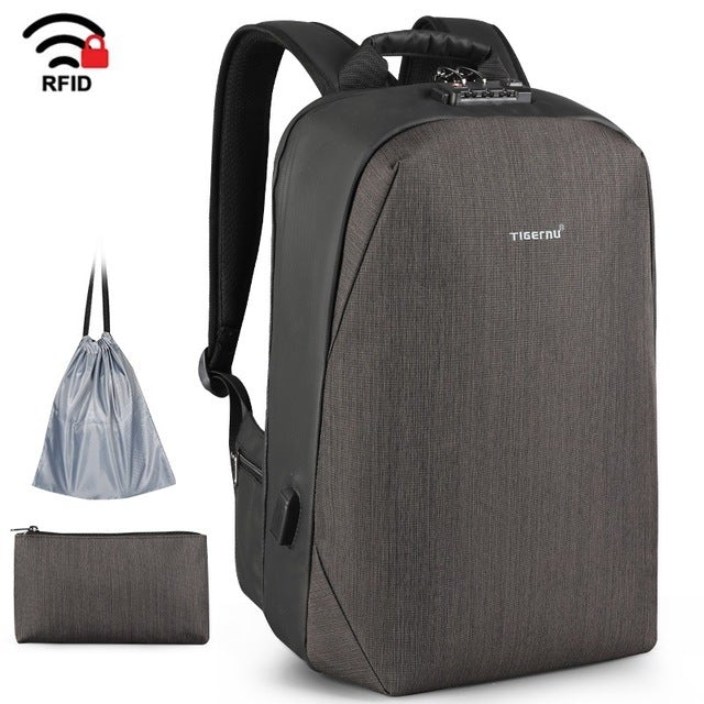 Waterproof Anti Theft Laptop Backpack Duffel Bags BeSmashing Black 15.6 Inch + RFID Pouch 